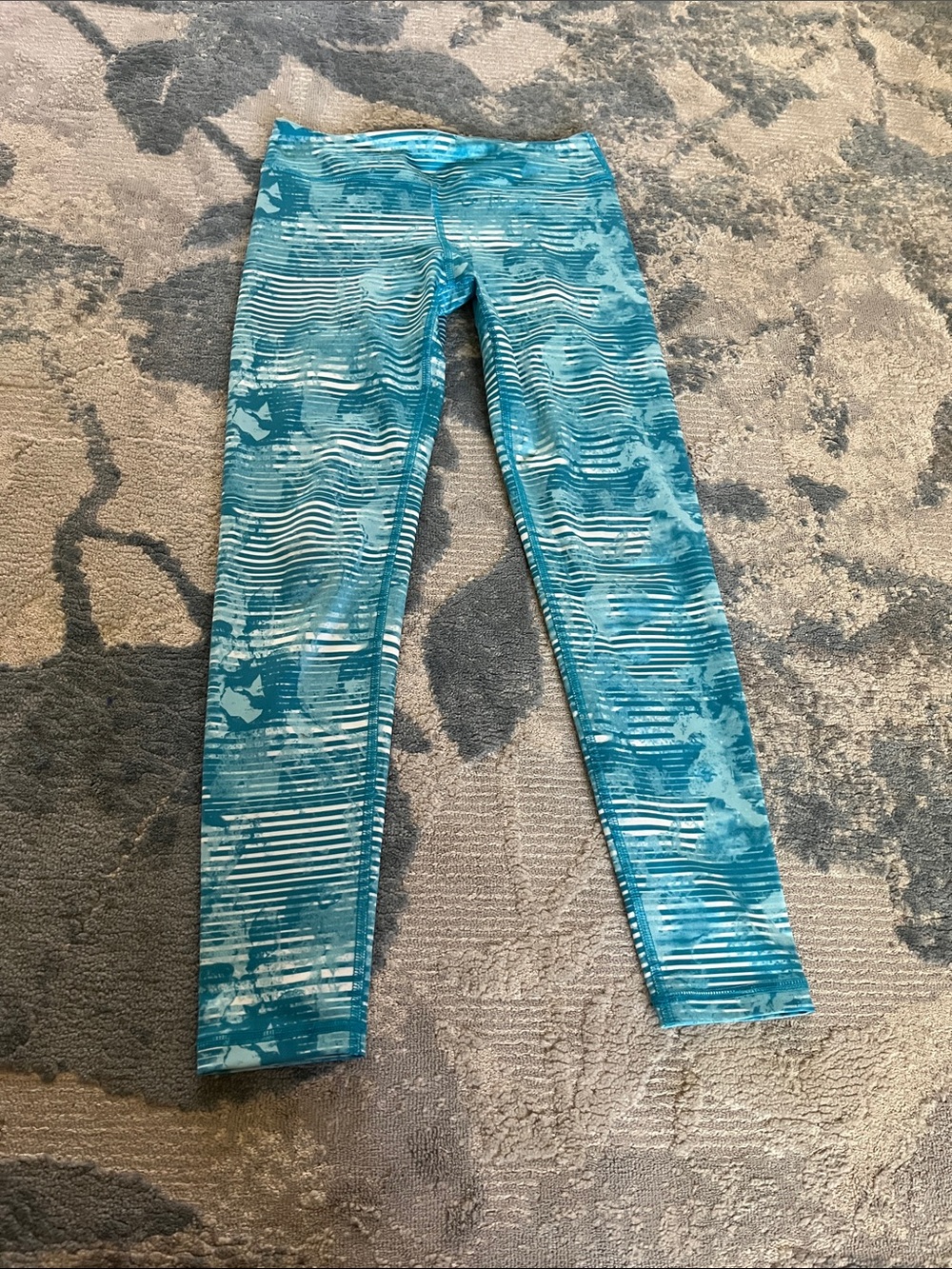 Reflex 90 Degree Teal & Aqua Patterned Workout Leggings